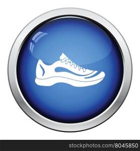 Sneaker icon. Glossy button design. Vector illustration.