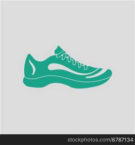 Sneaker icon. Gray background with green. Vector illustration.