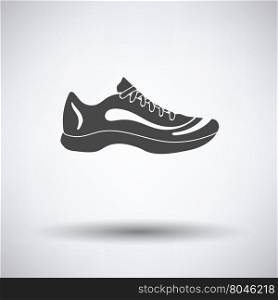Sneaker icon on gray background with round shadow. Vector illustration.