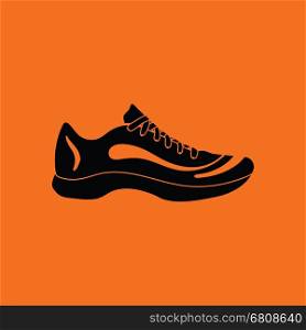 Sneaker icon. Orange background with black. Vector illustration.