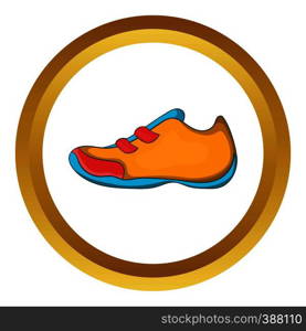 Sneakers for tennis vector icon in golden circle, cartoon style isolated on white background. Sneakers for tennis vector icon