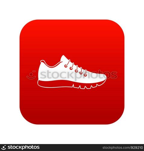 Sneakers icon digital red for any design isolated on white vector illustration. Sneakers icon digital red