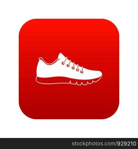 Sneakers icon digital red for any design isolated on white vector illustration. Sneakers icon digital red
