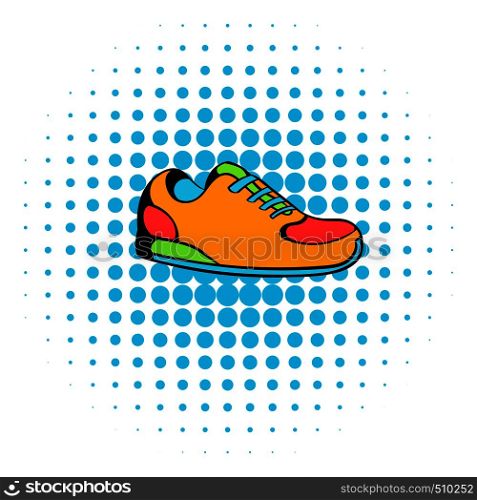 Sneakers icon in comics style on a white background. Sneakers icon, comics style