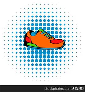Sneakers icon in comics style on a white background. Sneakers icon, comics style