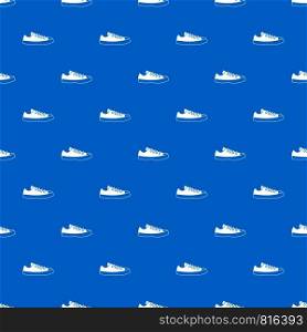 Sneakers pattern repeat seamless in blue color for any design. Vector geometric illustration. Sneakers pattern seamless blue