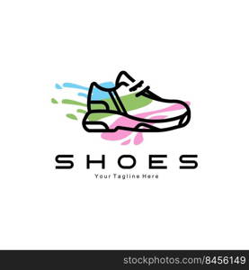 Sneakers Shoe Logo Design, vector illustration of trending youth footwear, simple funky concept