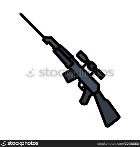 Sniper Rifle Icon. Editable Bold Outline With Color Fill Design. Vector Illustration.