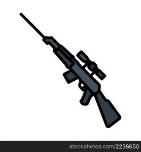 Sniper Rifle Icon. Editable Bold Outline With Color Fill Design. Vector Illustration.