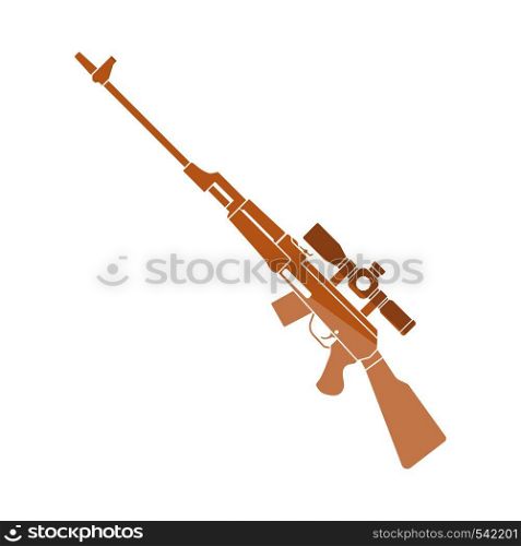 Sniper Rifle Icon. Flat Color Ladder Design. Vector Illustration.