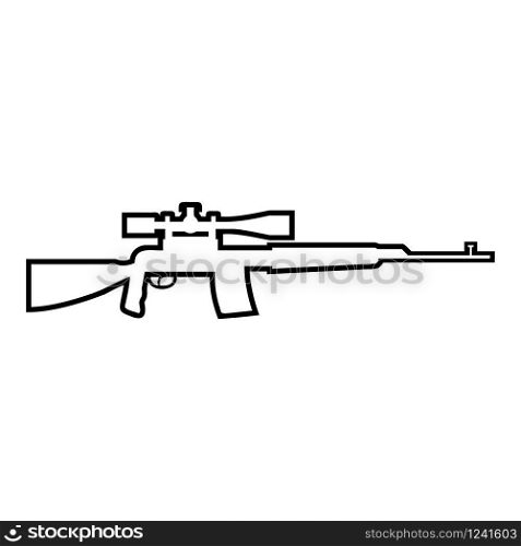 Sniper rifle icon outline black color vector illustration flat style simple image. Sniper rifle icon outline black color vector illustration flat style image