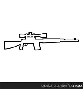 Sniper rifle icon outline black color vector illustration flat style simple image. Sniper rifle icon outline black color vector illustration flat style image