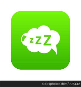 Snoring icon green vector isolated on white background. Snoring icon green vector