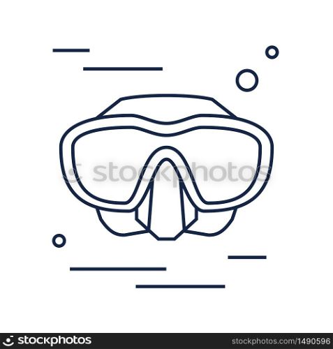 Snorkeling mask icon. Equipment for scuba diving and freediving. Isolated vector illustration on white background. Snorkeling mask icon. Equipment for scuba diving and freediving. Isolated vector illustration