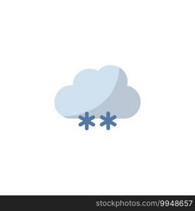 Snow and cloud. Flat color icon. Isolated weather vector illustration