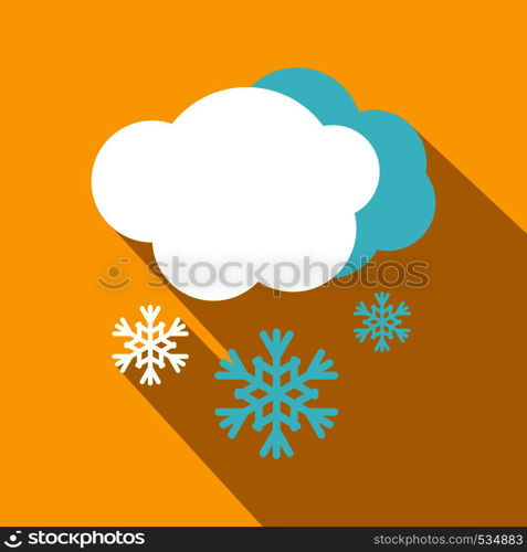 Snow and cloud icon in flat style with long shadows. Snow and cloud icon, flat style