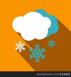 Snow and cloud icon in flat style with long shadows. Snow and cloud icon, flat style