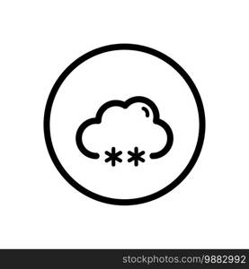 Snow and cloud. Weather outline icon in a circle. Isolated vector illustration