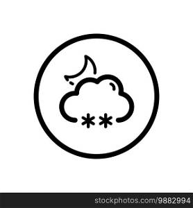 Snow, cloud and moon. Weather outline icon in a circle. Isolated vector illustration