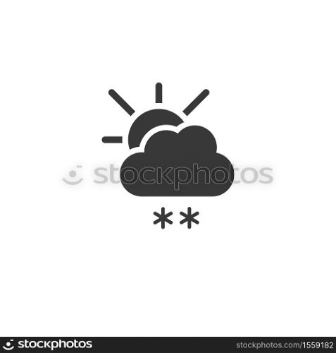 Snow, cloud and sun. Isolated icon. Weather glyph vector illustration