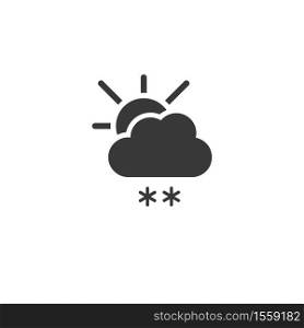 Snow, cloud and sun. Isolated icon. Weather glyph vector illustration
