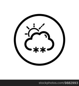 Snow, cloud and sun. Weather outline icon in a circle. Isolated vector illustration