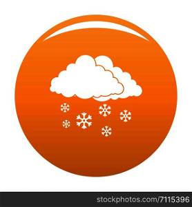 Snow cloud holiday icon. Simple illustration of snow cloud holiday vector icon for any design orange. Snow cloud holiday icon vector orange
