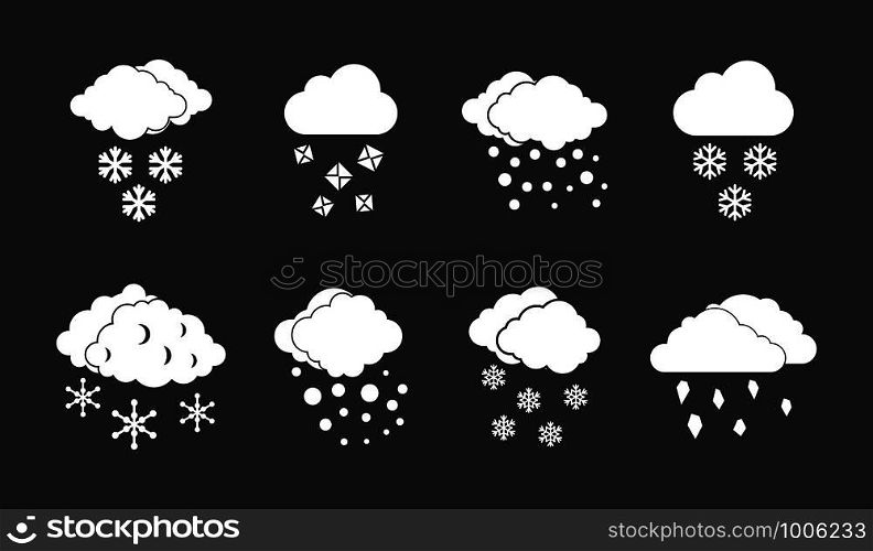 Snow cloud icon set vector white isolated on grey background . Snow cloud icon set grey vector