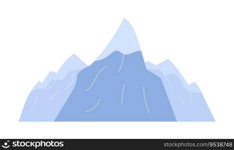 Snow covered mountain semi flat colour vector object. Nature. Mountain slope. Editable cartoon clip art icon on white background. Simple spot illustration for web graphic design. Snow covered mountain semi flat colour vector object