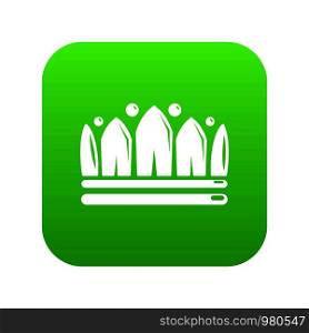 Snow crown icon green vector isolated on white background. Snow crown icon green vector