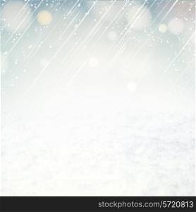 Snow environment background with blurred sky and snow. Vector illustration.