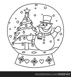 Snow globe ball christmas winter with snowman cartoon
