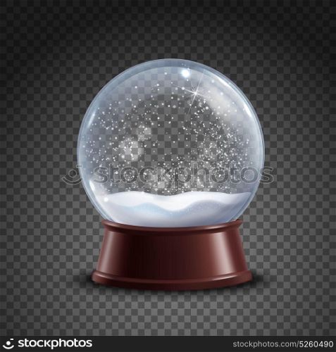 Snow Globe Composition. Realistic colored snow globe composition on transparent background with shadows and lights vector illustration