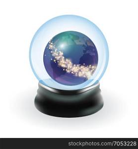 Snow globe template. Snow globe template. Earth and stars. Vector illustration