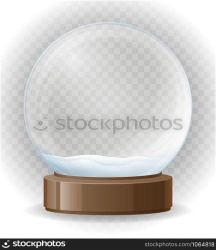 snow globe transparent vector illustration isolated on white background