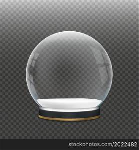 Snow Globe, Vector illustration Empty Crystal 3d Sphere. Transparent magic glass ball for Merry Christmas or New Year gift