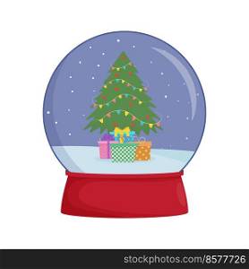 Snow globe with a christmas tree. Winter wonderland scenes in a snow globe. Snow globe with a christmas tree. Winter wonderland scenes in a snow globe.