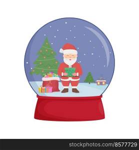 Snow globe with a santa claus. Winter wonderland scenes in a snow globe. Snow globe with a santa claus. Winter wonderland scenes in a snow globe.