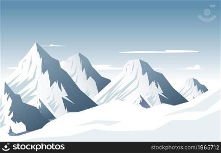 Snow High Peak Mountain Frozen Ice Nature Landscape Adventure Illustration