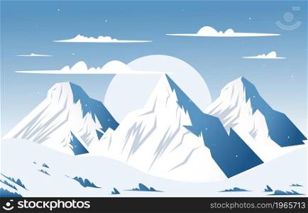 Snow High Peak Mountain Frozen Ice Nature Landscape Adventure Illustration