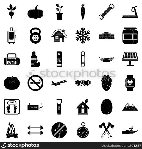 Snow icons set. Simple style of 36 snow vector icons for web isolated on white background. Snow icons set, simple style