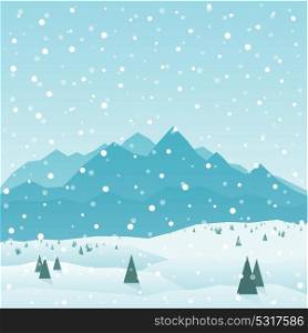 Snow in winter mountains. Vector illustration
