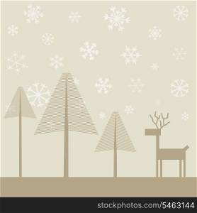 Snow in winter wood. A vector illustration