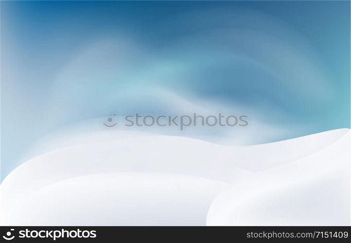 Snow landscape in the evening. Snow drift, mountain, Vector illustration.