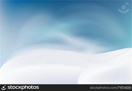 Snow landscape in the evening. Snow drift, mountain, Vector illustration.