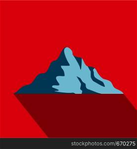 Snow mountain icon. Flat illustration of snow mountain vector icon for web. Snow mountain icon, flat style.