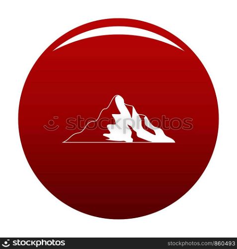 Snow mountain icon. Simple illustration of snow mountain vector icon for any design red. Snow mountain icon vector red