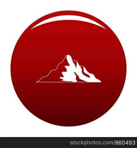 Snow mountain icon. Simple illustration of snow mountain vector icon for any design red. Snow mountain icon vector red