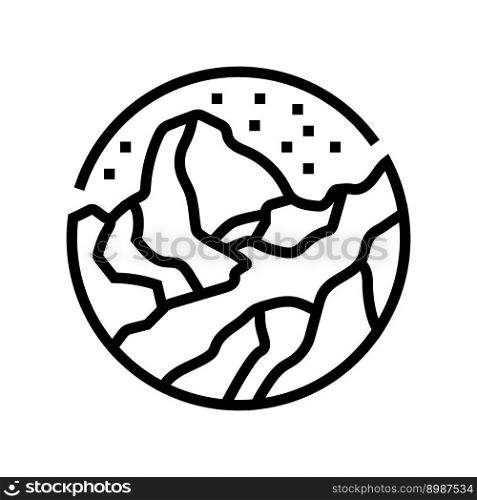 snow mountain landscape line icon vector. snow mountain landscape sign. isolated contour symbol black illustration. snow mountain landscape line icon vector illustration