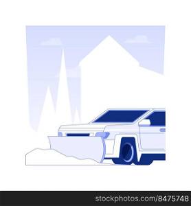 Snow removal service isolated concept vector illustration. Using a snow blower, private house maintenance service, winter excavator works, cold weather, local area cleaning vector concept.. Snow removal service isolated concept vector illustration.